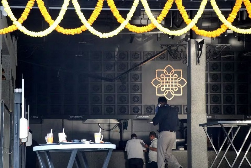 police officers examine the site after a blast at a popular cafe in the technology hub of bengaluru india march 1 2024 photo reuters