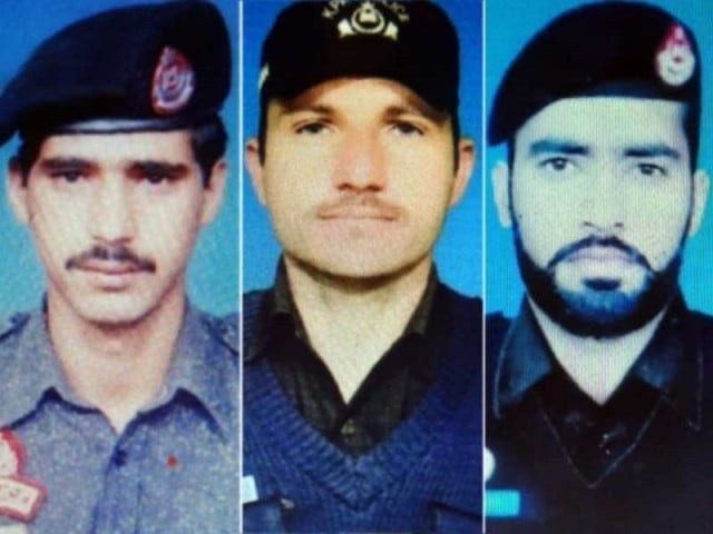 martyred cops identified as lance head constables amjad and junaid and head constable waqar photo express