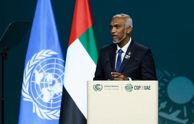 president of the maldives mohamed muizzu delivers a national statement in dubai united arab emirates december 1 2023 photo reuters president of the maldives mohamed muizzu delivers a national statement in dubai united arab emirates december 1 2023 photo reuters