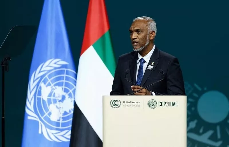 president of the maldives mohamed muizzu delivers a national statement in dubai united arab emirates december 1 2023 photo reuters president of the maldives mohamed muizzu delivers a national statement in dubai united arab emirates december 1 2023 photo reuters