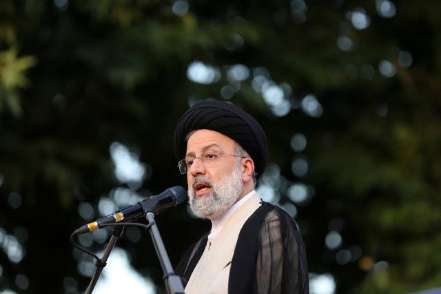 Presidential candidate Ebrahim Raisi speaks during a campaign rally in Tehran, Iran June 15, 2021. PHOTO: REUTERS