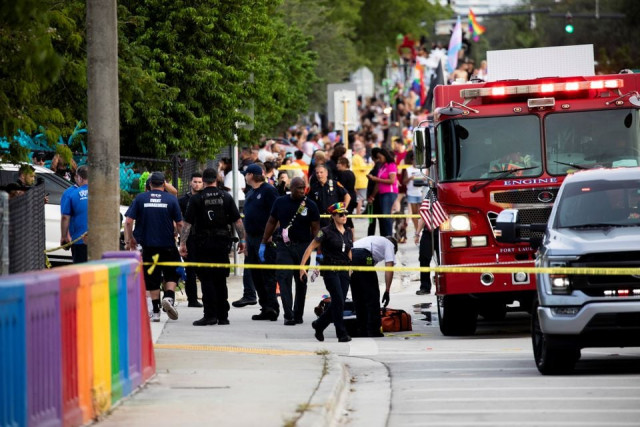 police and firefighters respond after a truck drove into a crowd of people during the stonewall pride parade and street festival in wilton manors florida us june 19 2021 photo reuters police and firefighters respond after a truck drove into a crowd of people during the stonewall pride parade and street festival in wilton manors florida us june 19 2021 photo reuters