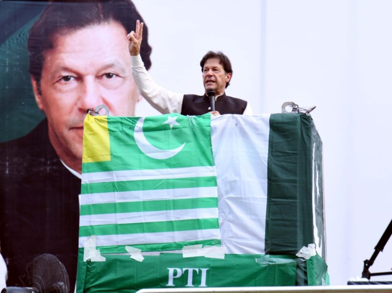 prime minister imran khan addressing a gathering at bagh azad jammu and kashmir on may 17 2021 photo pid