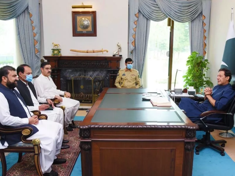 senator sarfraz ahmed bugti and senator anwaarul haq kakar call on prime minister imran khan in islamabad on july 9 2021 photo pid senator sarfraz ahmed bugti and senator anwaarul haq kakar call on prime minister imran khan in islamabad on july 9 2021 photo pid