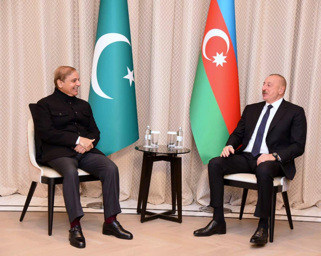 prime minister shehbaz sharif is with azerbaijan president ilham aliyev in astana photo courtesy facebook government of pakistan file