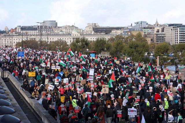 demonstrators protest in solidarity with palestinians in gaza in london britain october 28 2023 photo reuters
