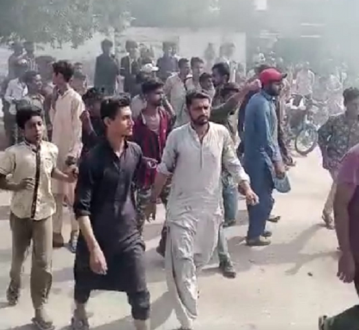protesters blocked the road outside bilal colony police station photo express protesters blocked the road outside bilal colony police station photo express