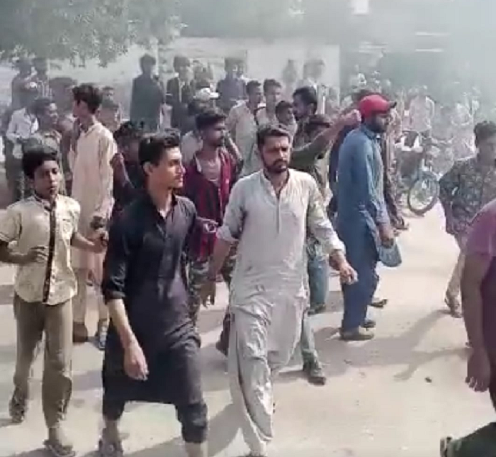 protesters blocked the road outside bilal colony police station photo express