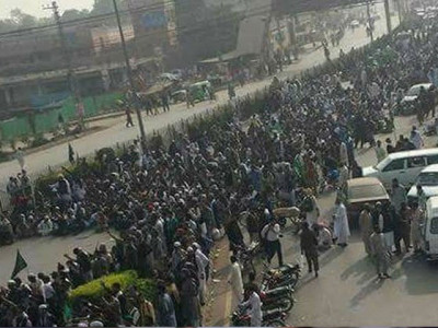 students protesting outside hec office held