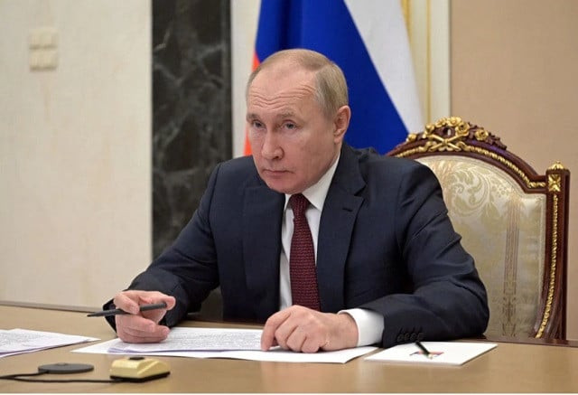 russian president vladimir putin attends a meeting with government members via a video link in moscow russia january 12 2022 photo reuters russian president vladimir putin attends a meeting with government members via a video link in moscow russia january 12 2022 photo reuters