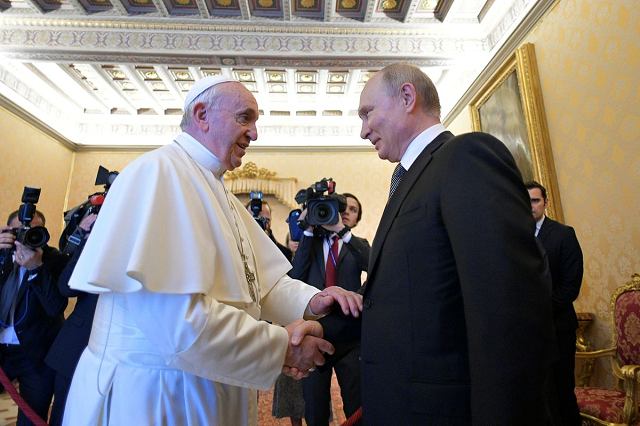 russian president vladimir putin meets with pope francis at the vatican july 4 2019 photo reuters russian president vladimir putin meets with pope francis at the vatican july 4 2019 photo reuters