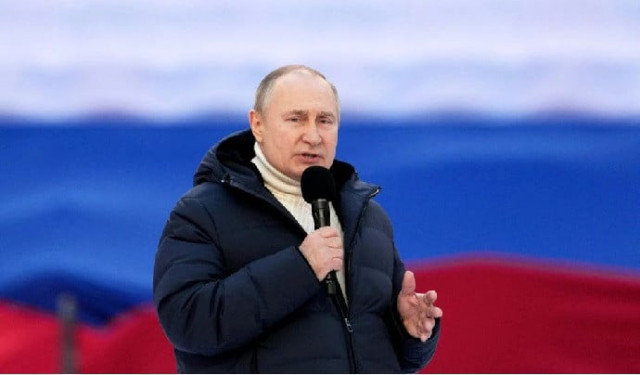 russian president vladimir putin delivers a speech during a concert marking the eighth anniversary of russia s annexation of crimea at luzhniki stadium in moscow russia march 18 2022 photo reuters russian president vladimir putin delivers a speech during a concert marking the eighth anniversary of russia s annexation of crimea at luzhniki stadium in moscow russia march 18 2022 photo reuters