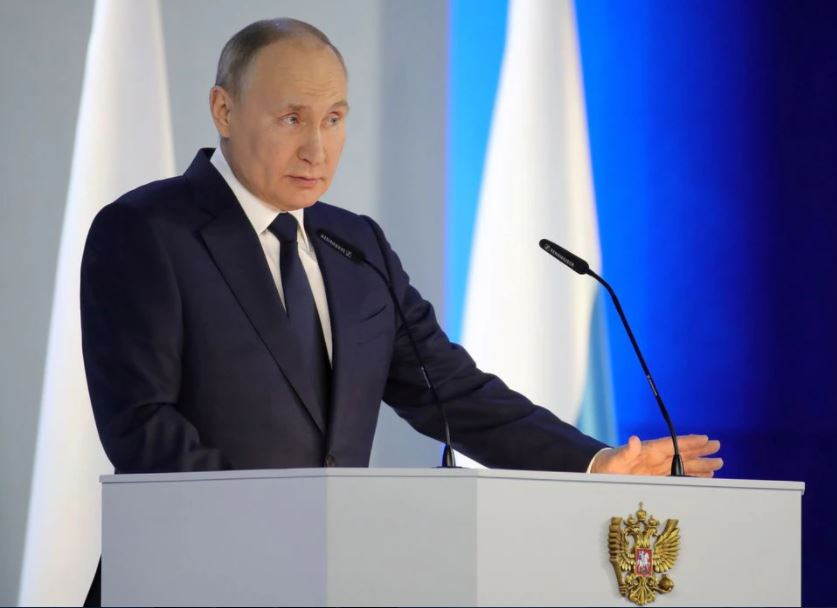 russian president vladimir putin delivers his annual address to the federal assembly in moscow russia april 21 2021 photo reuters file