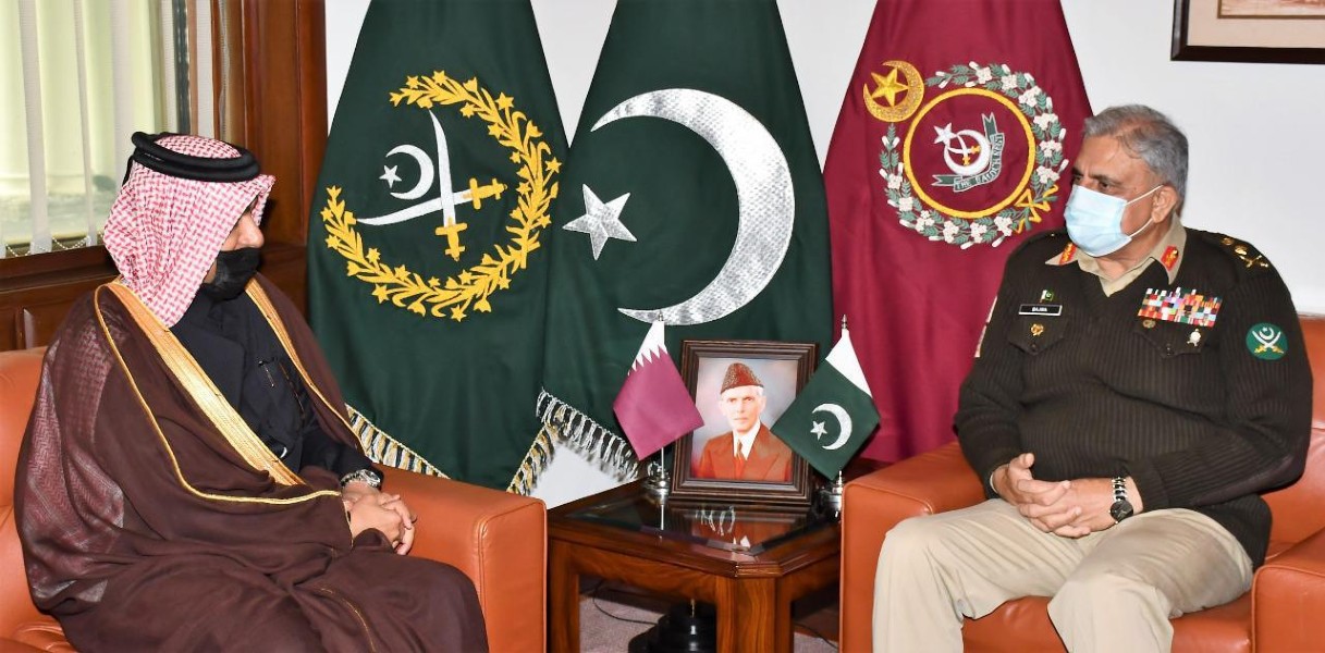 special envoy of the minister of foreign affairs of qatar dr mutlaq bin majed al qahtani called on chief of army staff coas general qamar javed bajwa at ghq photo ispr