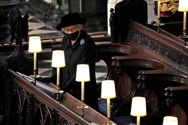britain s queen elizabeth is seen during the funeral of britain s prince philip husband of queen elizabeth who died at the age of 99 at st george s chapel in windsor britain april 17 2021 photo reuters britain s queen elizabeth is seen during the funeral of britain s prince philip husband of queen elizabeth who died at the age of 99 at st george s chapel in windsor britain april 17 2021 photo reuters