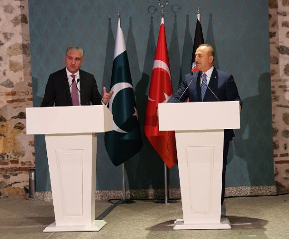fm qureshi addresses joint press conference with his turkish counterpart mevlut cavusoglu in istanbul photo twitter smqureshipti fm qureshi addresses joint press conference with his turkish counterpart mevlut cavusoglu in istanbul photo twitter smqureshipti