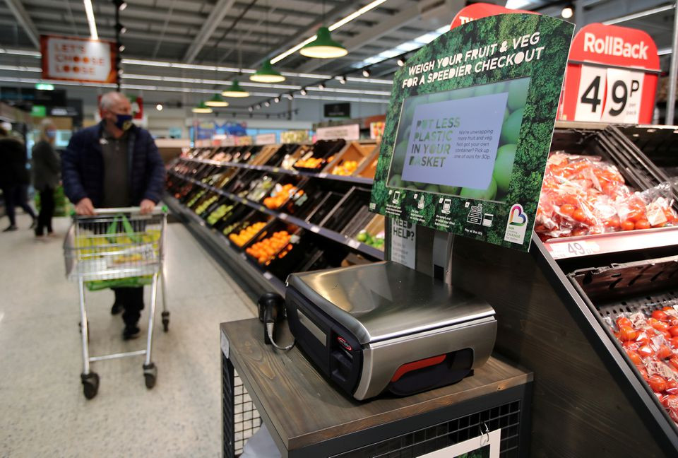 scales to weigh loose fresh produce are seen in the uk supermarket asda in leeds britain october 19 2020 photo reuters