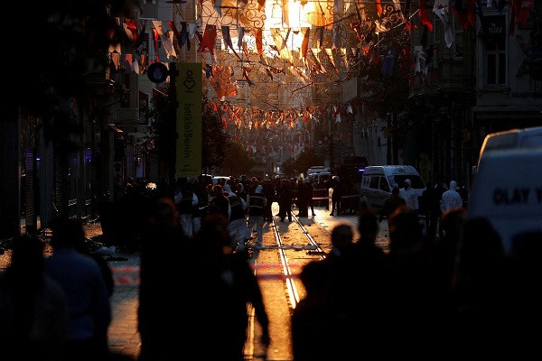 Police and emergency service members work at the scene after an explosion on busy pedestrian Istiklal street in Istanbul, Turkey, November 13, 2022. PHOTO: REUTERS