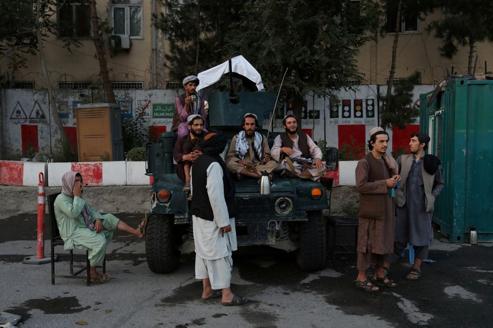 taliban soldiers are seen at one of the main city squares of kabul afghanistan september 1 2021 wana west asia news agency via reuters