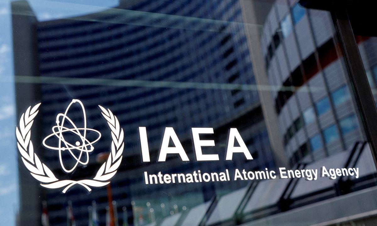 the logo of the international atomic energy agency is seen at iaea headquarters during a board of governors meeting in vienna austria june 7 2021 photo reuters