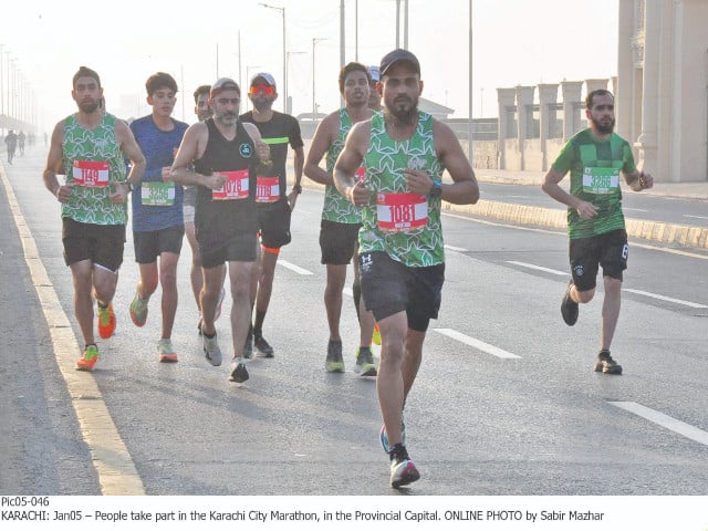 athletes participate in the 42km long karachi marathon at seaview on sunday photo app