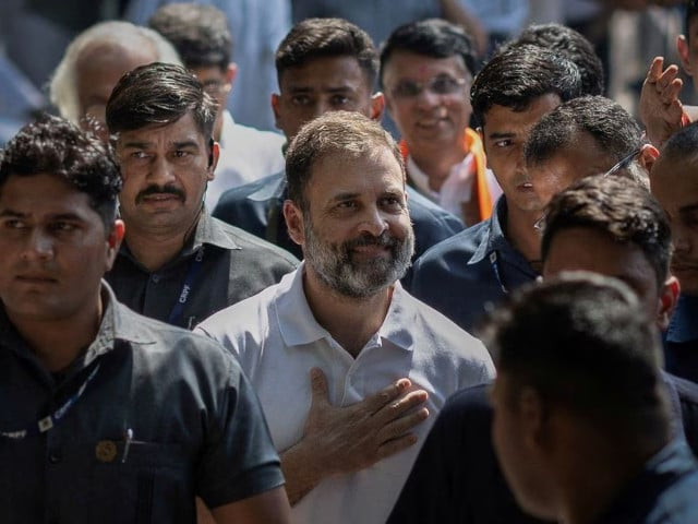 rahul gandhi a senior leader of india s main opposition congress party arrives to address the media after the initial poll results in karnataka elections at the party headquarters in new delhi india may 13 2023 photo reuters rahul gandhi a senior leader of india s main opposition congress party arrives to address the media after the initial poll results in karnataka elections at the party headquarters in new delhi india may 13 2023 photo reuters