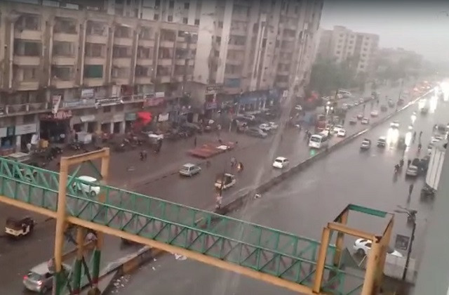 a view of the first spell of monsoon rain in karachi on june 22 screengrab
