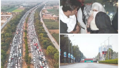 bushra bibi stands on a container during the pti rally pti protesters move in a convoy of vehicles in k p and containers placed on a road to seal islamabad s red zone photos express agencies