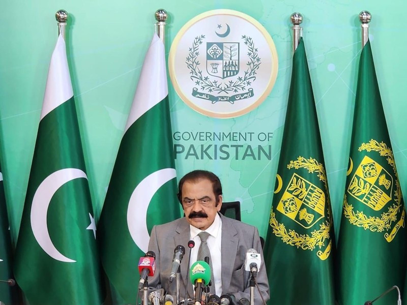 federal interior minister rana sanaullah addressing a press conference in islamabad on july 19 2023 photo pid file