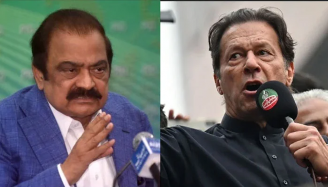 interior minister rana sanaullah left and pakistan tehreek e insaf pti chairman imran khan right file photo interior minister rana sanaullah left and pakistan tehreek e insaf pti chairman imran khan right file photo