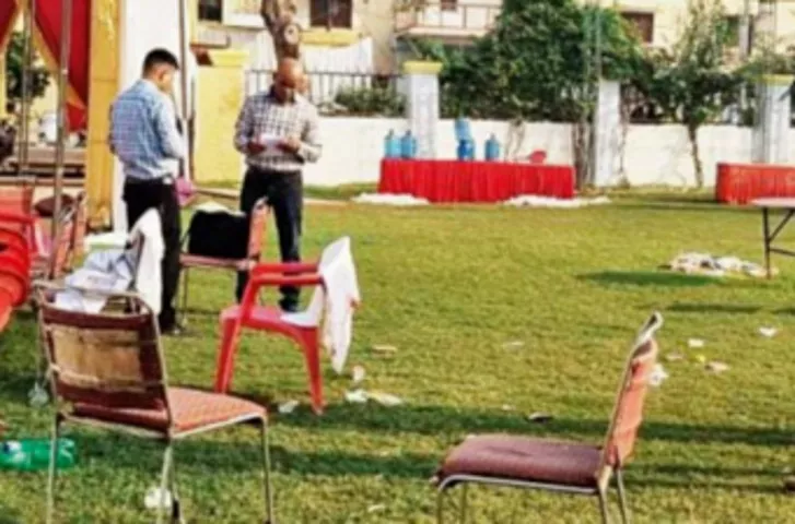 police say argument over shortage of sweets escalated into serious fight and one man attacked attendees with a knife photo courtesy timesofindia police say argument over shortage of sweets escalated into serious fight and one man attacked attendees with a knife photo courtesy timesofindia