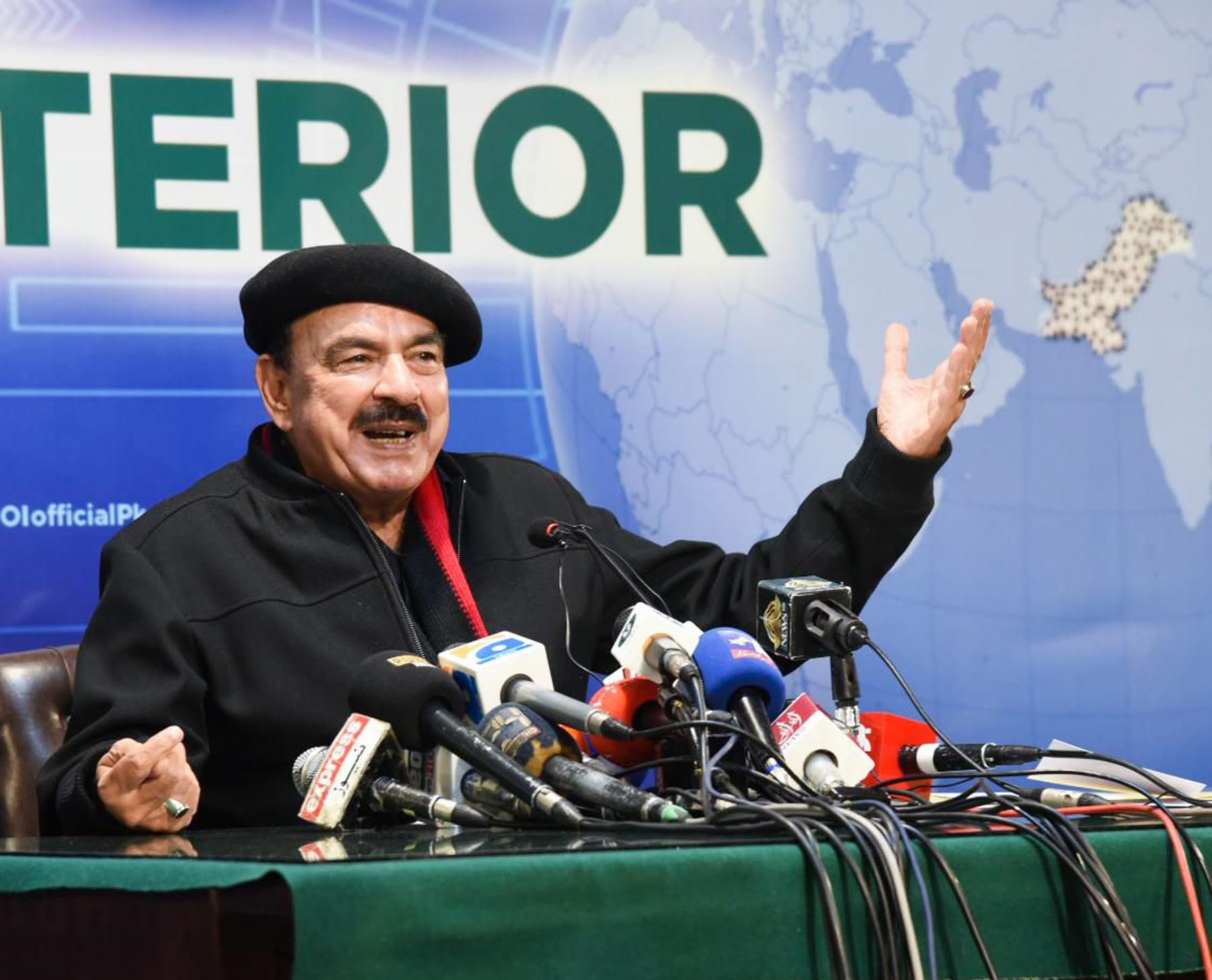 interior minister sheikh rashid addresses a press conference in islamabad on january 22 2022 photo app