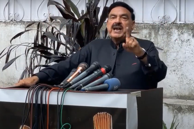 former interior minister sheikh rashid addresses media on may 1 2022 screengrab former interior minister sheikh rashid addresses media on may 1 2022 screengrab