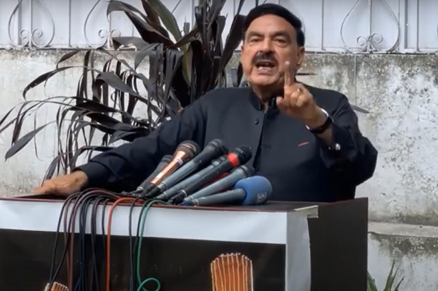 former interior minister sheikh rashid addresses media on may 1 2022 screengrab