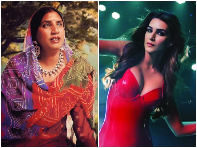 kriti sanon dons red latex in bollywood s hook driven remake of reshma s song photos file