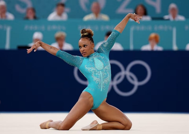 Rebeca Andrade of Brazil in action, Bercy Arena, Paris, France, August 05, 2024. PHOTO: REUTERS