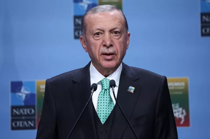 turkish president recep tayyip erdogan holds a press conference during a nato leaders summit in vilnius lithuania july 12 2023 photo reuters turkish president recep tayyip erdogan holds a press conference during a nato leaders summit in vilnius lithuania july 12 2023 photo reuters