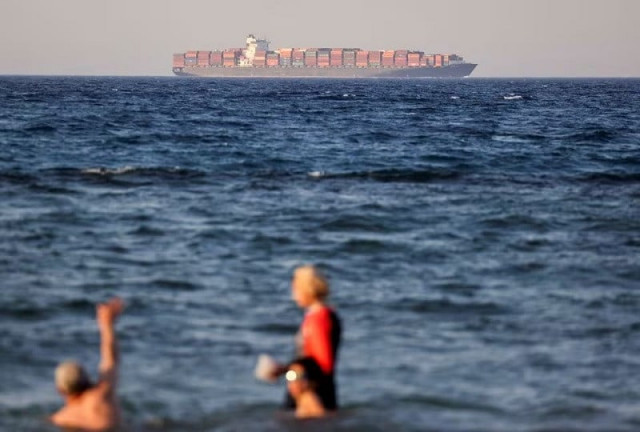 a container ship crosses the gulf of suez towards the red sea in al ain al sokhna in suez egypt july 30 2023 photo reuters a container ship crosses the gulf of suez towards the red sea in al ain al sokhna in suez egypt july 30 2023 photo reuters