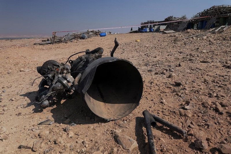 the remains of a rocket booster after iran launched drones and missiles towards israel near arad israel april 14 2024 photo reuters