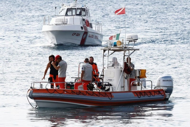 rescue personnel operate on boats on the sea near the scene where a luxury yacht sank off the coast of porticello near the sicilian city of palermo italy august 20 2024 photo reuters rescue personnel operate on boats on the sea near the scene where a luxury yacht sank off the coast of porticello near the sicilian city of palermo italy august 20 2024 photo reuters
