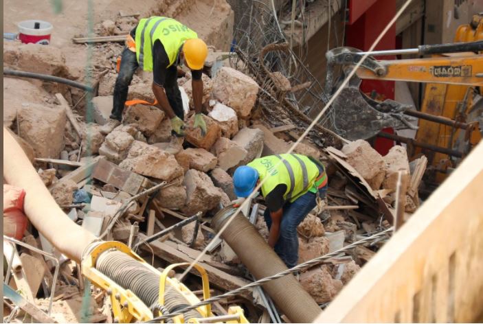 volunteers dig through the rubble of buildings which collapsed due to the explosion at the port area after signs of life were detected in gemmayze beirut lebanon september 5 2020 photo reuters