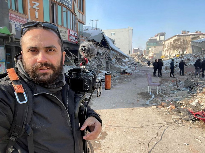 reuters journalist issam abdallah takes a selfie picture while working in maras turkey february 11 2023 photo reuters