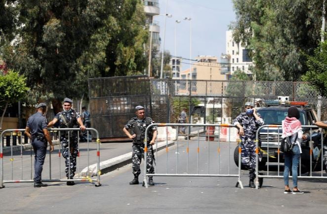 roads to the unesco palace on the southern outskirts of the capital where parliament has met during the covid 19 pandemic were blocked with metal gates ahead of the protest photo reuters