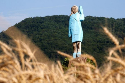 us first lady melania trump statue set on fire in slovenia