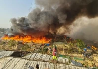 the fire originated in the rohingya camp no 13 of ukhiya of cox s bazar photo andolu agency