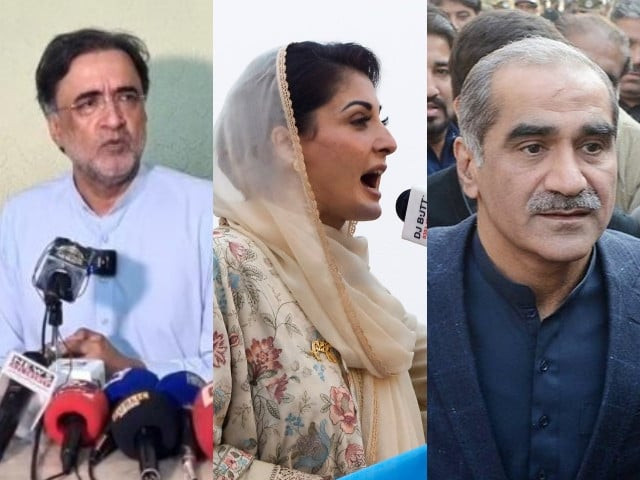 ppp leader qamar zaman kaira l pml n vice president maryam nawaz c and pml n senior leader khawaja saad rafique r ppp leader qamar zaman kaira l pml n vice president maryam nawaz c and pml n senior leader khawaja saad rafique r