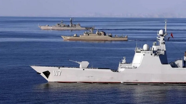 islamic republic of iran navy frigate alborz 72 during joint iran russia china naval drills in the indian ocean and the gulf of oman photo afp islamic republic of iran navy frigate alborz 72 during joint iran russia china naval drills in the indian ocean and the gulf of oman photo afp