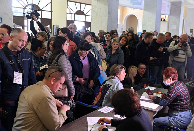 people visit a polling station located in the don state technical university on the second day of a referendum on the joining of russian controlled regions of ukraine to russia in rostov on don russia september 24 2022 photo reuters