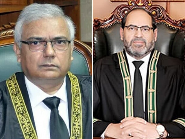 justices aminuddin khan and naeem akhtar afghan of supreme court photo file