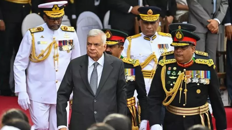 sri lanka s president ranil wickremesinghe c arrives for celebrations to mark the country s 75th anniversary of independence from britain in colombo on february 4 2023 photo afp sri lanka s president ranil wickremesinghe c arrives for celebrations to mark the country s 75th anniversary of independence from britain in colombo on february 4 2023 photo afp